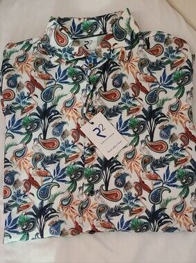 R2 Amsterdam Floral Paisley Button-Up Shirt - Blue, Green, Rust